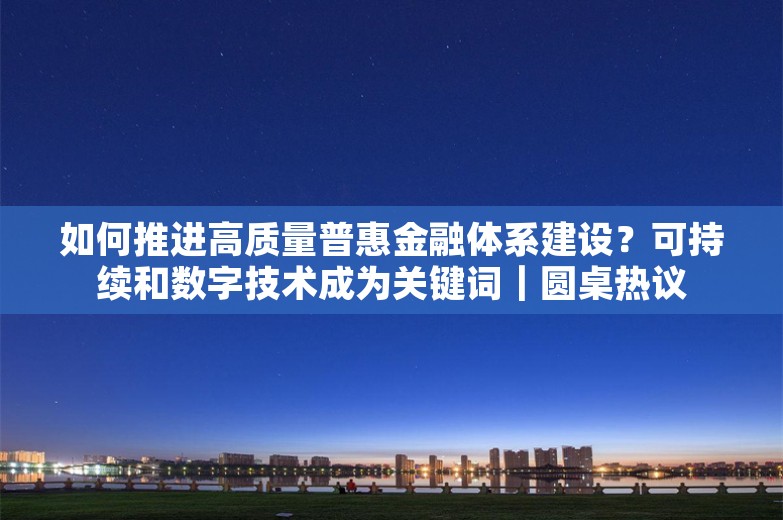 如何推进高质量普惠金融体系建设？可持续和数字技术成为关键词｜圆桌热议