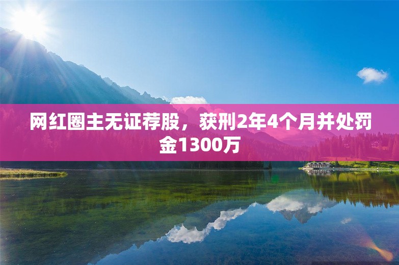 网红圈主无证荐股，获刑2年4个月并处罚金1300万