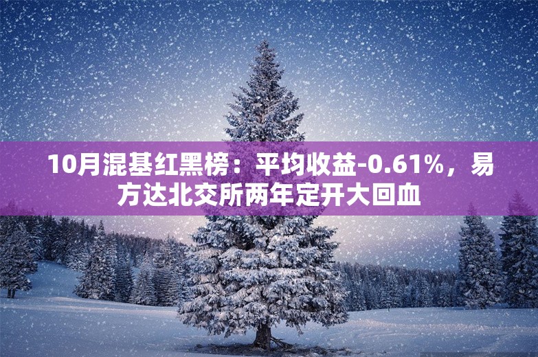 10月混基红黑榜：平均收益-0.61%，易方达北交所两年定开大回血