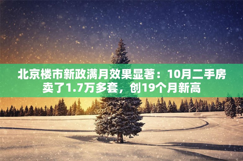 北京楼市新政满月效果显著：10月二手房卖了1.7万多套，创19个月新高