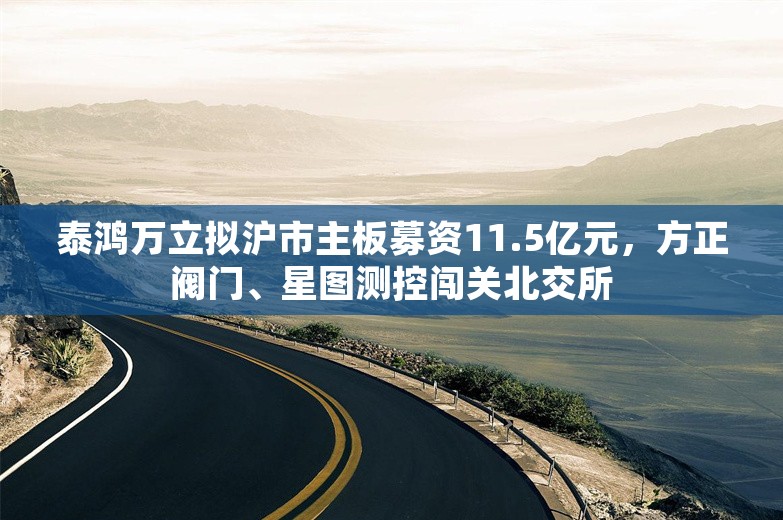 泰鸿万立拟沪市主板募资11.5亿元，方正阀门、星图测控闯关北交所