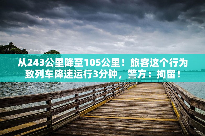 从243公里降至105公里！旅客这个行为致列车降速运行3分钟，警方：拘留！