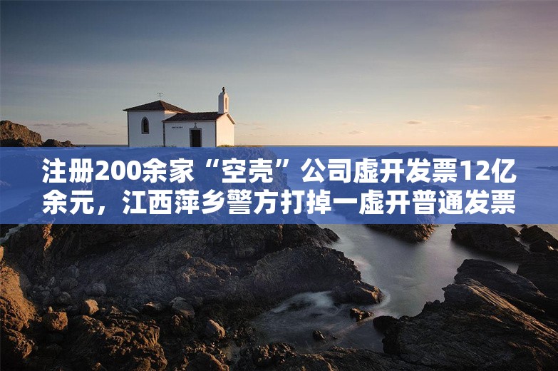 注册200余家“空壳”公司虚开发票12亿余元，江西萍乡警方打掉一虚开普通发票团伙