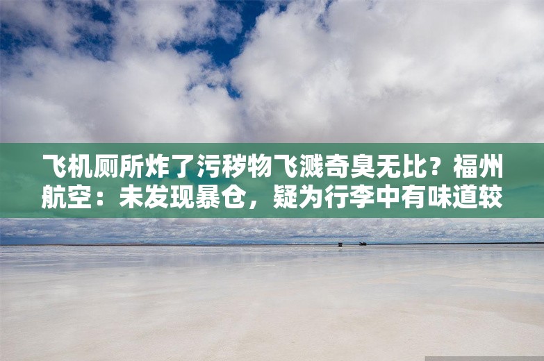 飞机厕所炸了污秽物飞溅奇臭无比？福州航空：未发现暴仓，疑为行李中有味道较重液体