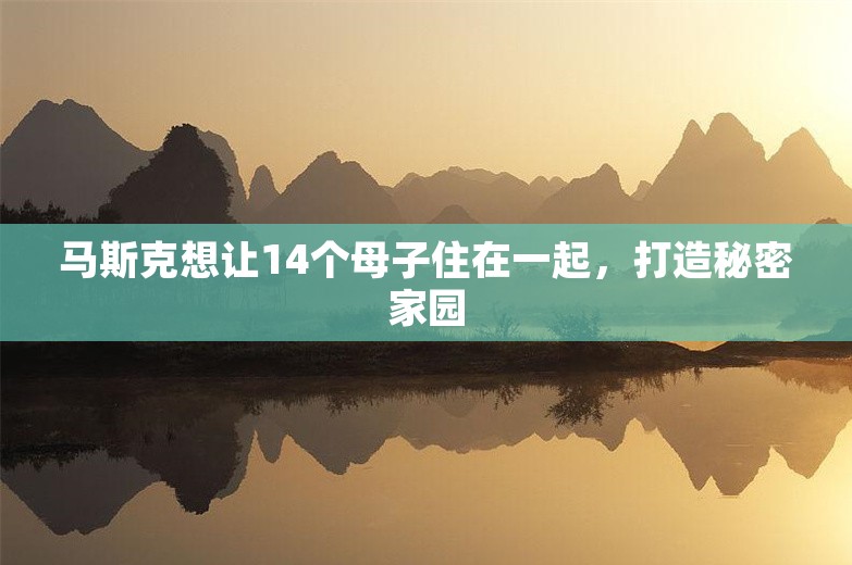 马斯克想让14个母子住在一起，打造秘密家园