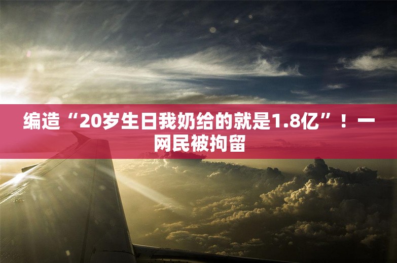 编造“20岁生日我奶给的就是1.8亿”！一网民被拘留