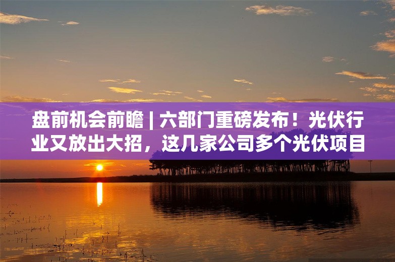 盘前机会前瞻 | 六部门重磅发布！光伏行业又放出大招，这几家公司多个光伏项目已经投产（附概念股）