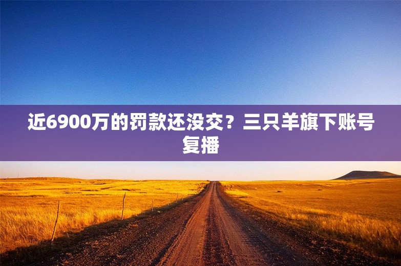 近6900万的罚款还没交？三只羊旗下账号复播