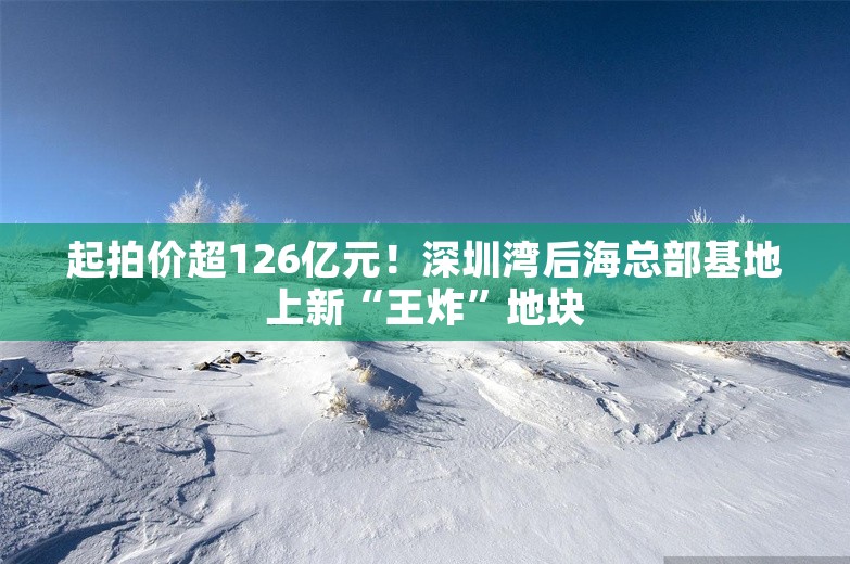 起拍价超126亿元！深圳湾后海总部基地上新“王炸”地块