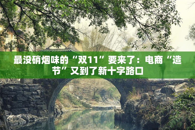 最没硝烟味的“双11”要来了：电商“造节”又到了新十字路口