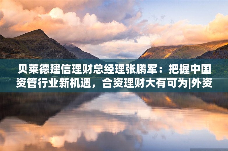 贝莱德建信理财总经理张鹏军：把握中国资管行业新机遇，合资理财大有可为|外资大咖谈④