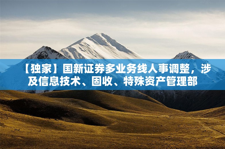 【独家】国新证券多业务线人事调整，涉及信息技术、固收、特殊资产管理部