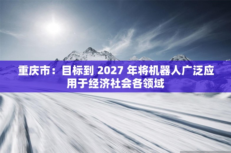 重庆市：目标到 2027 年将机器人广泛应用于经济社会各领域