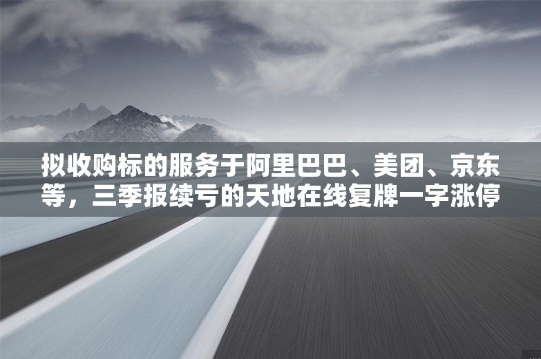 拟收购标的服务于阿里巴巴、美团、京东等，三季报续亏的天地在线复牌一字涨停