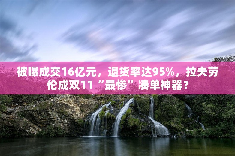 被曝成交16亿元，退货率达95%，拉夫劳伦成双11“最惨”凑单神器？