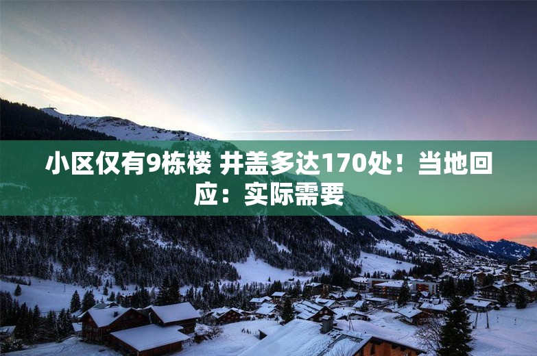 小区仅有9栋楼 井盖多达170处！当地回应：实际需要