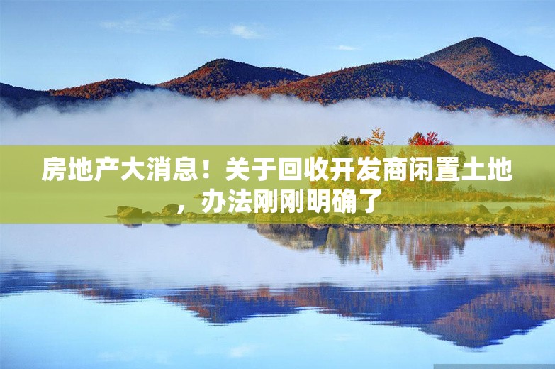 房地产大消息！关于回收开发商闲置土地，办法刚刚明确了