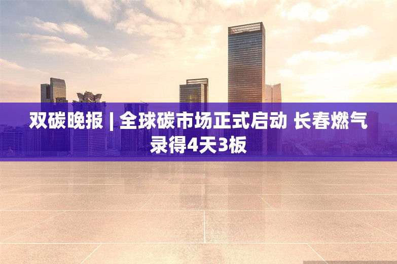 双碳晚报 | 全球碳市场正式启动 长春燃气录得4天3板