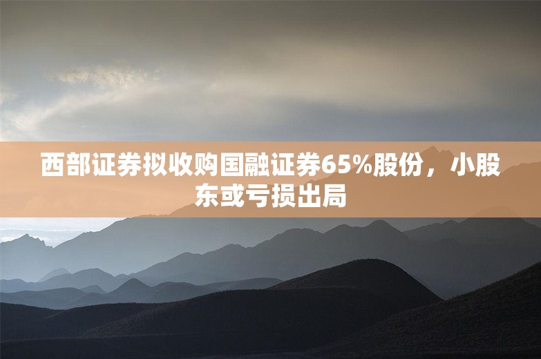 西部证券拟收购国融证券65%股份，小股东或亏损出局