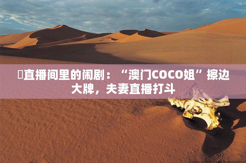 ​直播间里的闹剧：“澳门COCO姐”擦边大牌，夫妻直播打斗