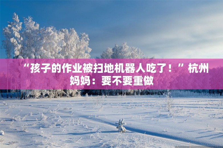 “孩子的作业被扫地机器人吃了！”杭州妈妈：要不要重做