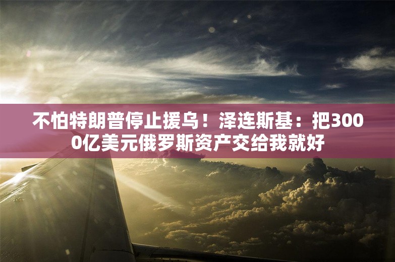 不怕特朗普停止援乌！泽连斯基：把3000亿美元俄罗斯资产交给我就好