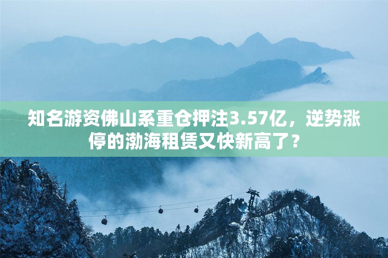 知名游资佛山系重仓押注3.57亿，逆势涨停的渤海租赁又快新高了？