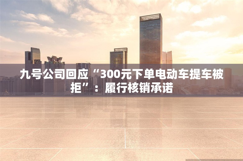 九号公司回应“300元下单电动车提车被拒”：履行核销承诺