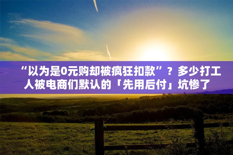 “以为是0元购却被疯狂扣款”？多少打工人被电商们默认的「先用后付」坑惨了