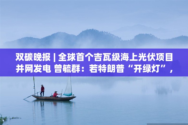 双碳晚报 | 全球首个吉瓦级海上光伏项目并网发电 曾毓群：若特朗普“开绿灯”，宁德时代将考虑赴美建厂