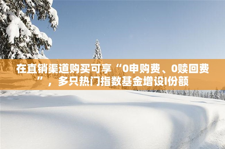 在直销渠道购买可享“0申购费、0赎回费”，多只热门指数基金增设I份额