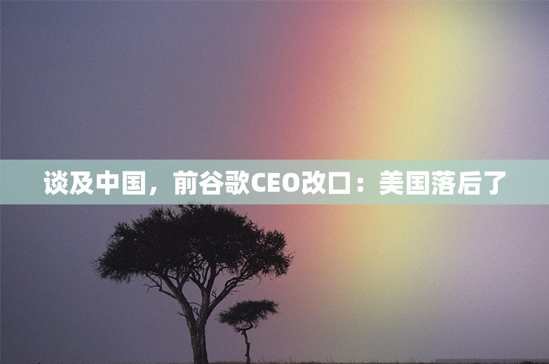 谈及中国，前谷歌CEO改口：美国落后了