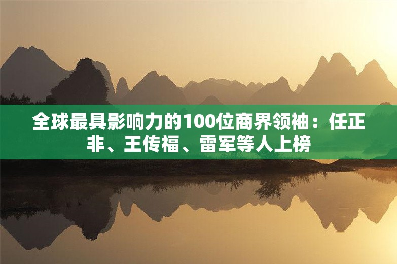 全球最具影响力的100位商界领袖：任正非、王传福、雷军等人上榜