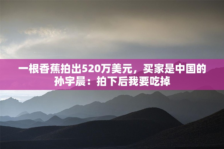 一根香蕉拍出520万美元，买家是中国的孙宇晨：拍下后我要吃掉