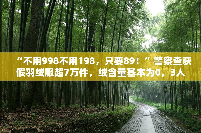 “不用998不用198，只要89！”警察查获假羽绒服超7万件，绒含量基本为0，3人被抓！公司负责人：粉碎毛冒充