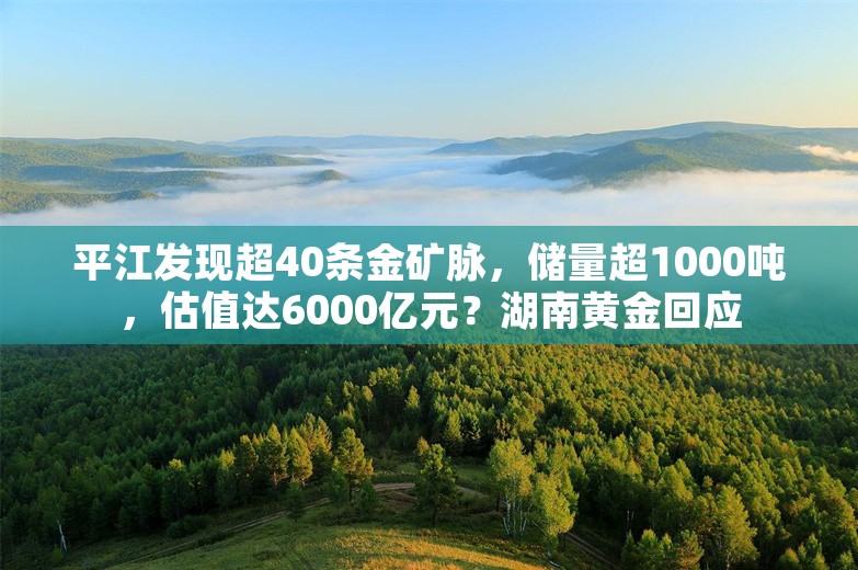 平江发现超40条金矿脉，储量超1000吨，估值达6000亿元？湖南黄金回应