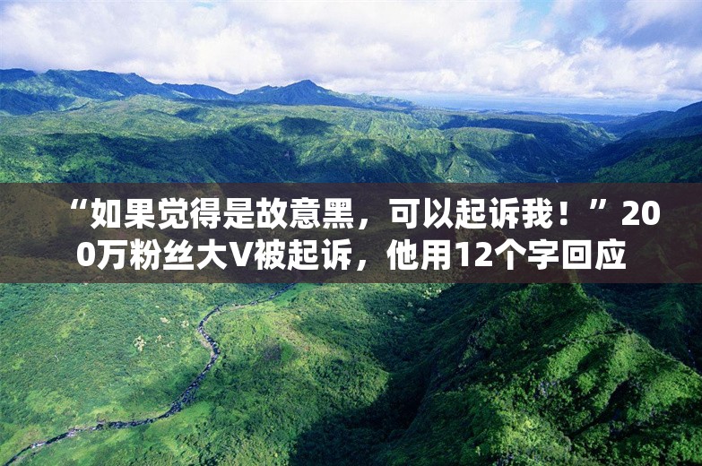 “如果觉得是故意黑，可以起诉我！”200万粉丝大V被起诉，他用12个字回应