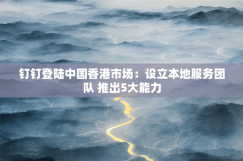 钉钉登陆中国香港市场：设立本地服务团队 推出5大能力