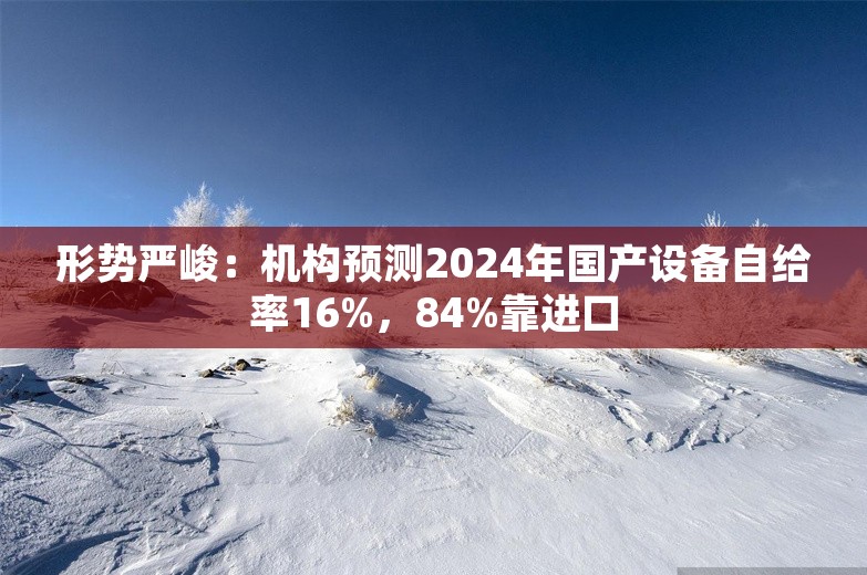 形势严峻：机构预测2024年国产设备自给率16%，84%靠进口