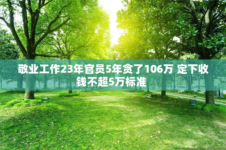 敬业工作23年官员5年贪了106万 定下收钱不超5万标准 