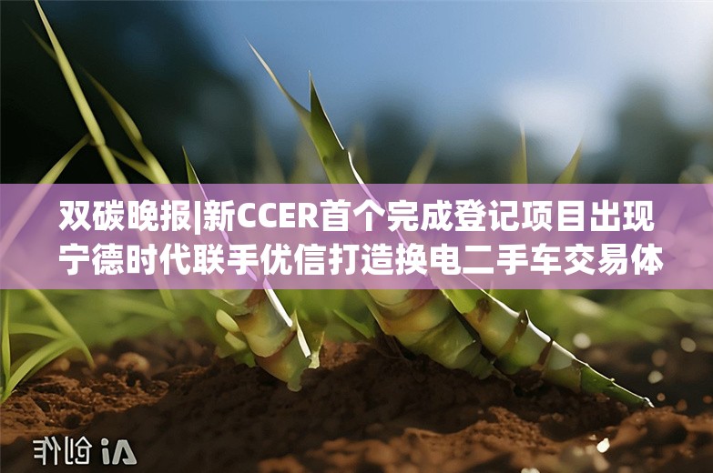 双碳晚报|新CCER首个完成登记项目出现 宁德时代联手优信打造换电二手车交易体系