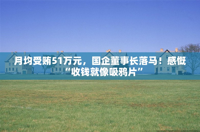 月均受贿51万元，国企董事长落马！感慨“收钱就像吸鸦片”