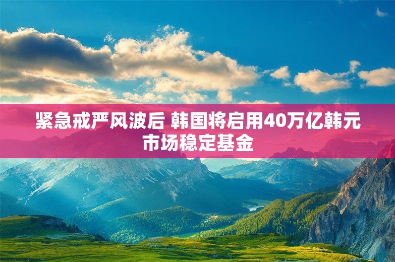 紧急戒严风波后 韩国将启用40万亿韩元市场稳定基金