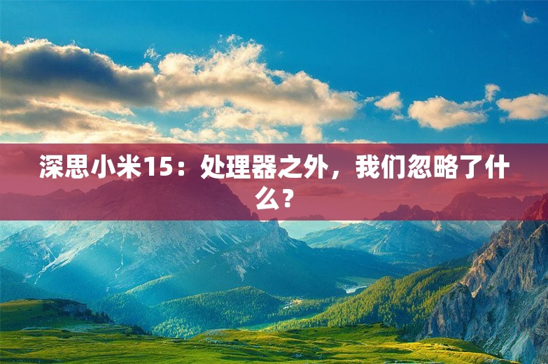 深思小米15：处理器之外，我们忽略了什么？