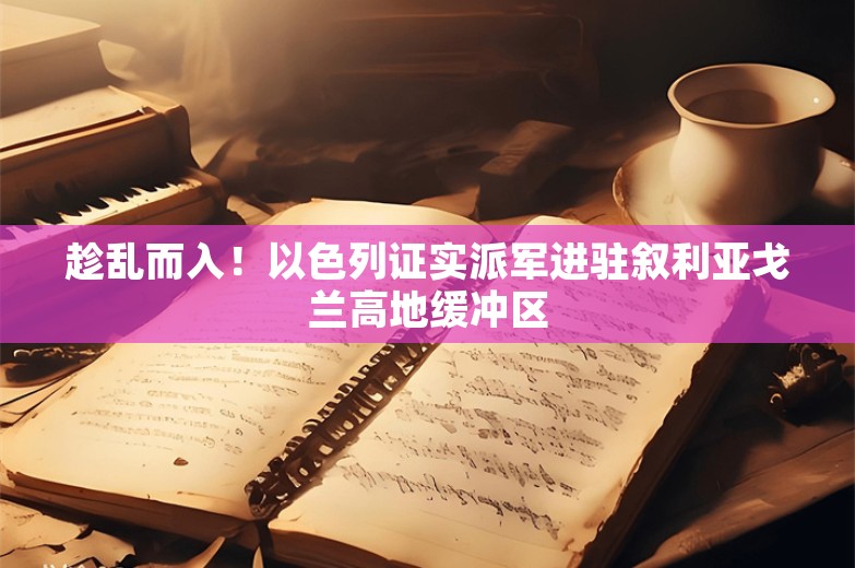 趁乱而入！以色列证实派军进驻叙利亚戈兰高地缓冲区