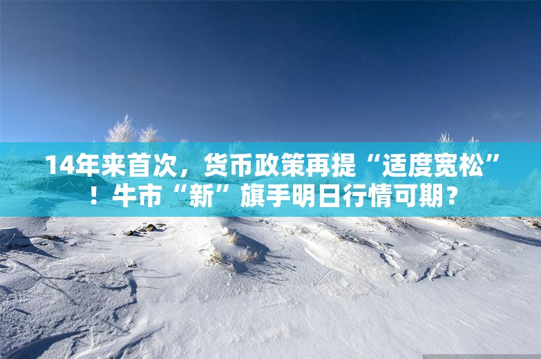 14年来首次，货币政策再提“适度宽松”！牛市“新”旗手明日行情可期？