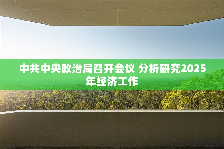 中共中央政治局召开会议 分析研究2025年经济工作