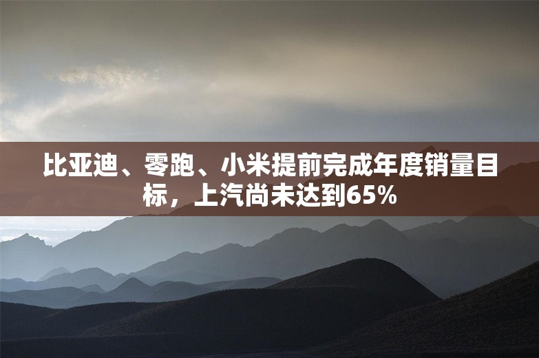 比亚迪、零跑、小米提前完成年度销量目标，上汽尚未达到65%