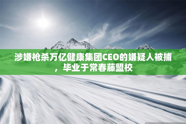 涉嫌枪杀万亿健康集团CEO的嫌疑人被捕，毕业于常春藤盟校