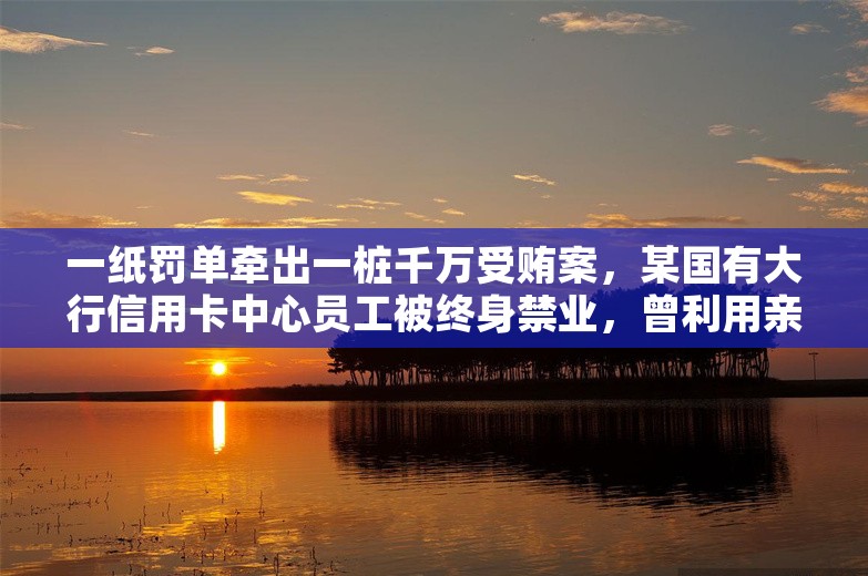 一纸罚单牵出一桩千万受贿案，某国有大行信用卡中心员工被终身禁业，曾利用亲属洗钱